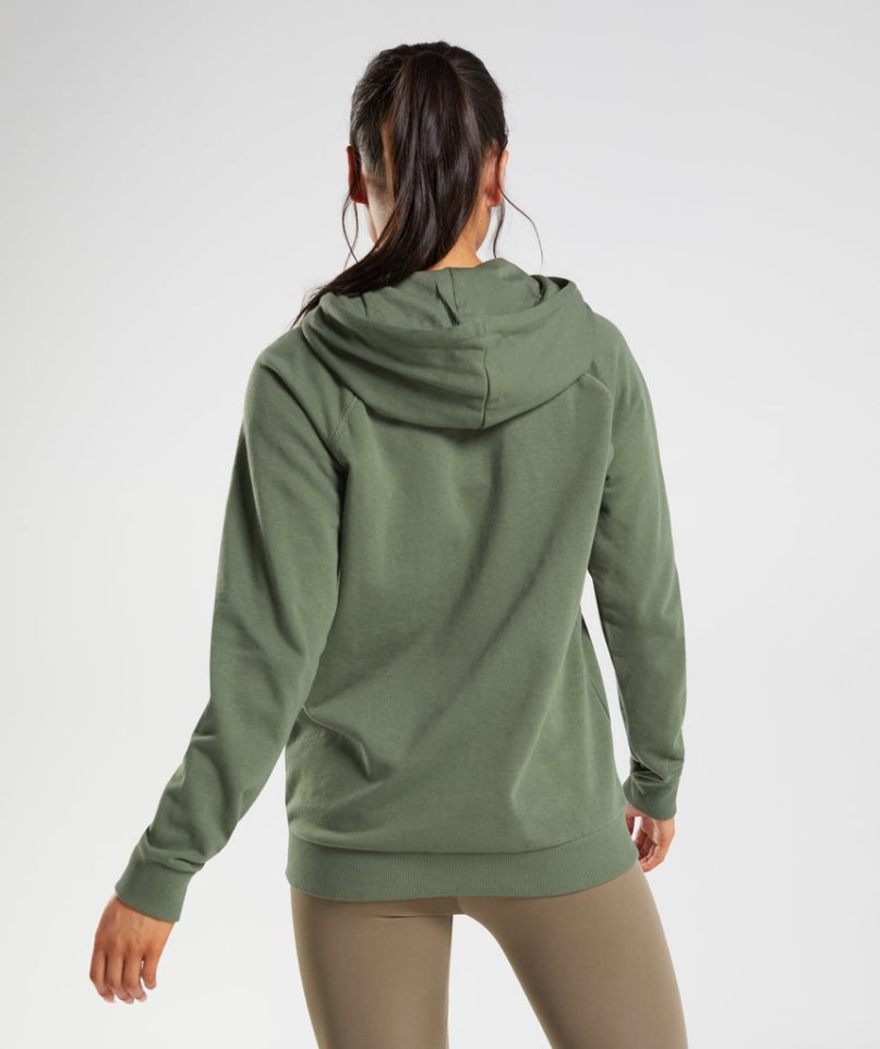 Women's Gymshark Training Zip Hoodie Olive | NZ 5SWFKJ